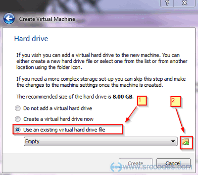 Use an existing virtual hard drive file