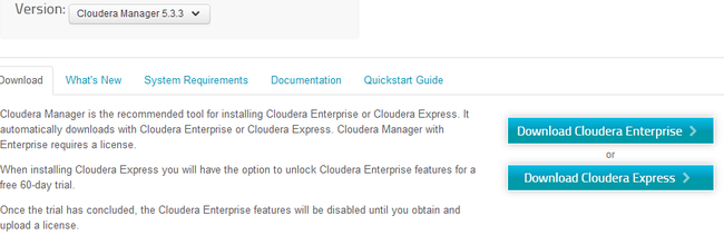 Select version and download Cloudera Express
