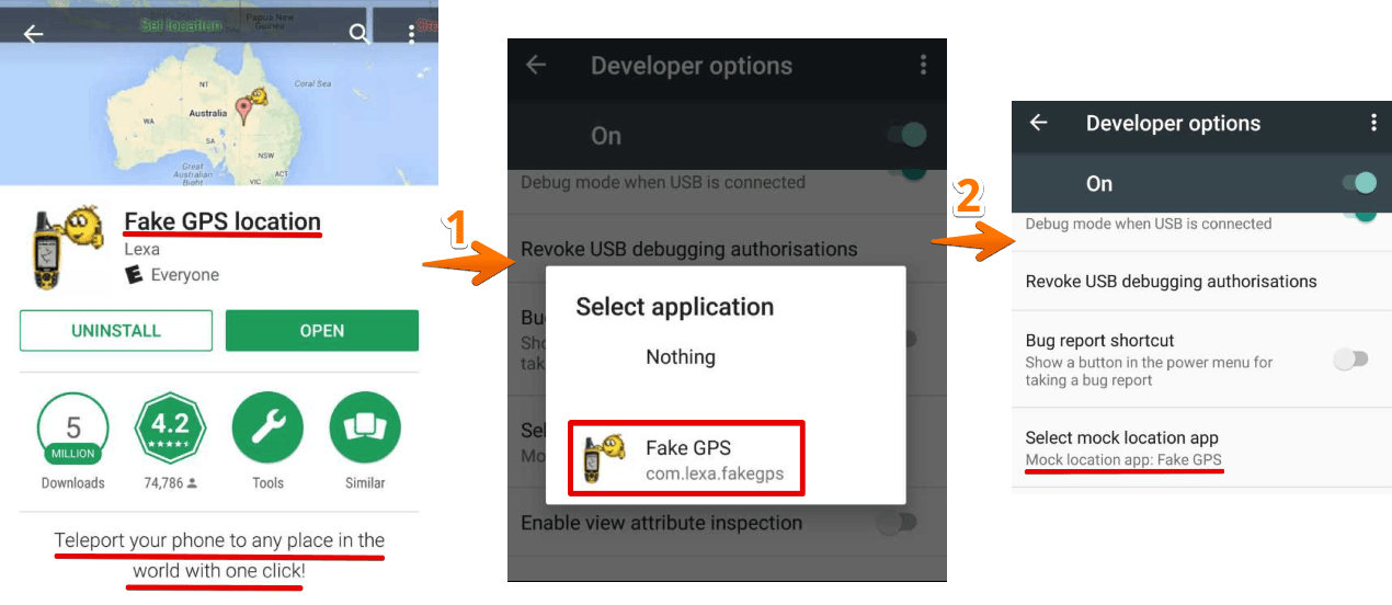 Google Play Store - Install Fake GPS location