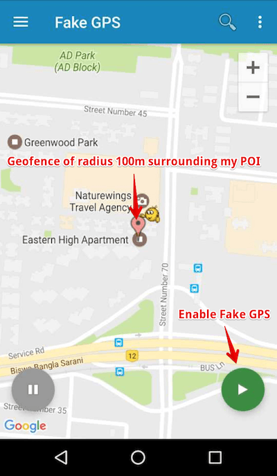 Fake GPS location - Set the mock gps location