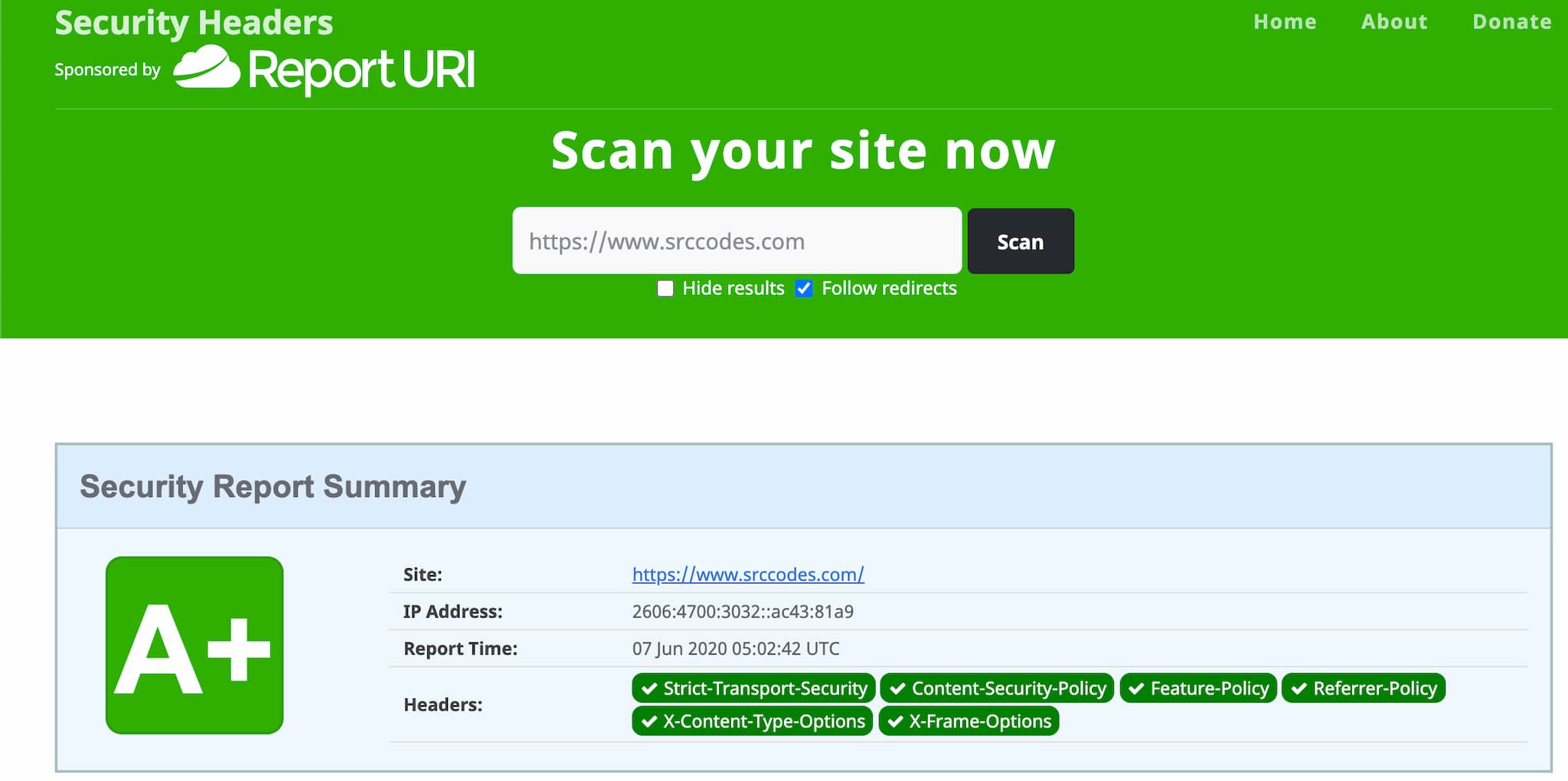 securityheaders security report summary