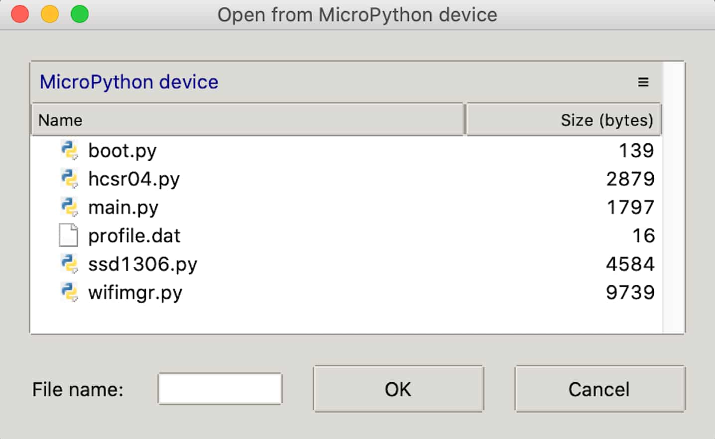 MicroPython ESP32 device python files